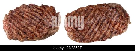Grilled  delicious ribeye steaks isolated on white background. File contains clipping path. Stock Photo
