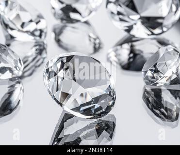 Different crystals and gemstones on white background. Stock Photo
