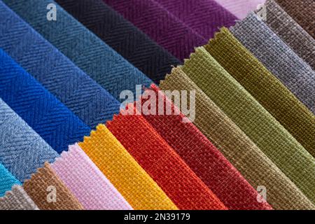 Close up to a two cloth fabric samples colors Stock Photo