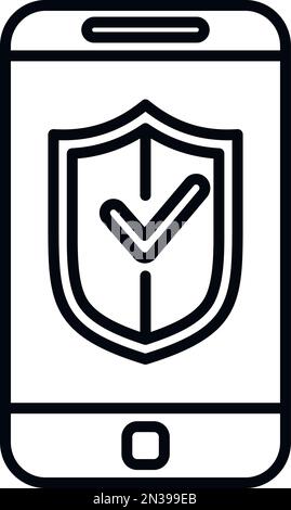 Secured phone icon outline vector. Mobile login. System account Stock Vector