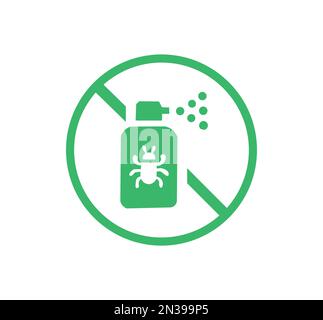 Green pesticides free symbol with aerosol spray Stock Vector