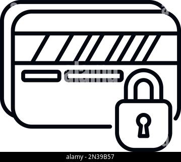 Credit card password protection icon outline vector. Mobile login. Cyber app Stock Vector