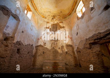 Interior of Mission San Jose de Tumacacori ruin. The mission with Spanish Colonial style was built in 1691 in Tumacacori National Historical Park in S Stock Photo