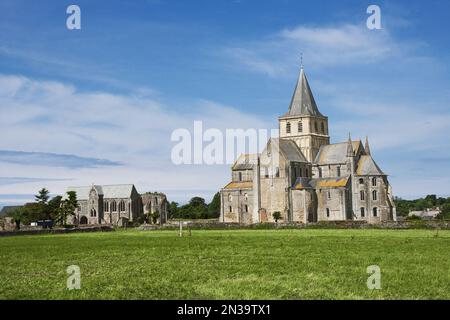 Abbaye de Cerisy-la-Foret, Cerisy-la-Foret, Normandy, France Stock Photo