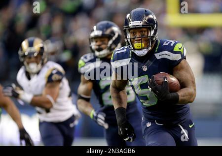 Seattle Seahawks linebacker Bruce Irvin (51) lines up for play during the  second half of an