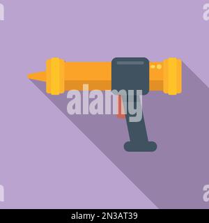 Caulk gun tube icon flat vector. Adhesive glue. Silicon pistol Stock Vector