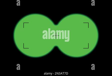 Binoculars viewfinder green for night. Telescope view. Binoculars spy view. Telescope aim sight, periscope lens view. Vector isolated illustration Stock Vector