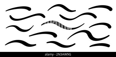 Underline swoosh curve brush collection. Swashs line, swish stroke. Hand drawn calligraphic elements. Vector illustration. Stock Vector