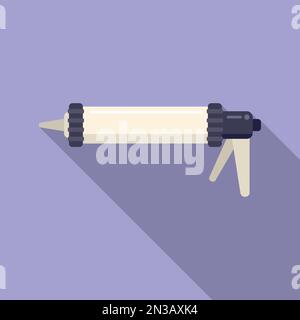 Silicon pistol icon flat vector. Sealant silicone. Foam building Stock Vector