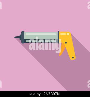 Carpenter silicone caulk gun icon flat vector. Glue tube. Construction silicon Stock Vector