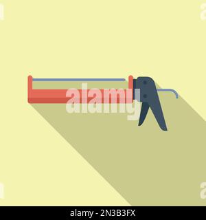 Applicator gun icon flat vector. Caulk adhesive. Carpenter acrylic Stock Vector