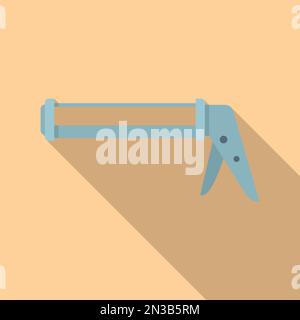 Steel pistol icon flat vector. Silicone tube. Foam insulation Stock Vector