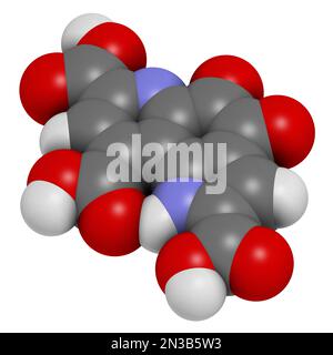 Pyrroloquinoline quinone (PQQ) redox cofactor molecule. 3D rendering ...