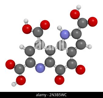 Pyrroloquinoline quinone (PQQ) redox cofactor molecule. 3D rendering ...