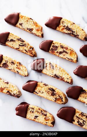 Chocolate dipped ginger biscotti cookies Stock Photo