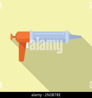 Applicator silicone caulk gun icon flat vector. Adhesive sealant. Silicon acrylic Stock Vector