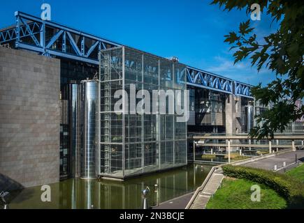 Paris, France, Oct 2022, view of the City of Science and Industry building, Park of La Villette Stock Photo