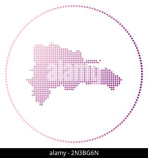 Dominicana digital badge. Dotted style map of Dominicana in circle. Tech icon of the country with gradiented dots. Authentic vector illustration. Stock Vector