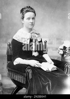 MILLICENT FAWCETT (1847-1929) English suffragist at a Hyde Park rally ...