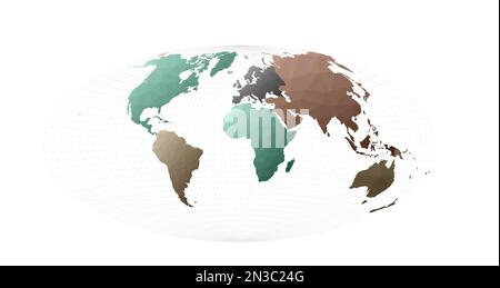 Polygonal world map. Aitoff projection. Energetic vector illustration. Stock Vector