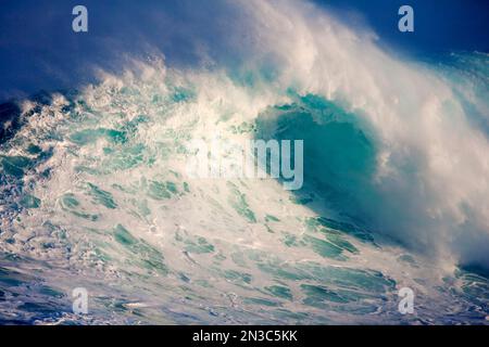 Dramatic view of wave breaking at Peahi on Maui's North Shore; Maui, Hawaii, United States of America Stock Photo