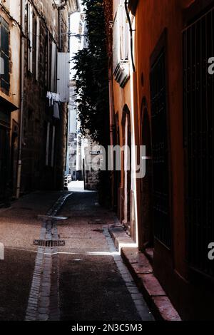 An alleyway in the old town of Gruissan on France's Mediterranean coast Stock Photo