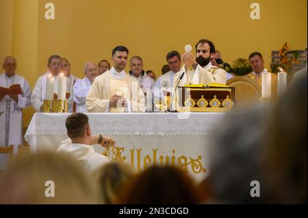 Religious Mass The Consecration moment of the Holy Mass on the Easter Vigil in St ...