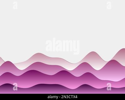 Abstract mountains background. Curved layers in magenta colors. Papercut style hills. Modern vector illustration. Stock Vector