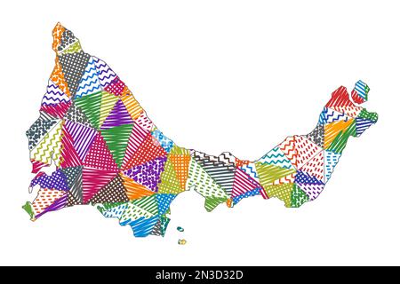 Kid style map of Providenciales. Hand drawn polygons in the shape of Providenciales. Vector illustration. Stock Vector