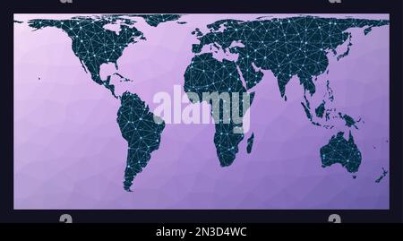 Networking world map texture, low poly earth map. Vector global ...