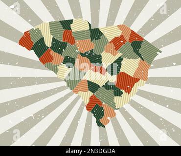 South Carolina vintage map. Grunge map of the US state with distressed ...