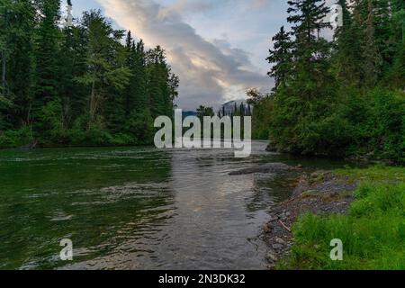 Late day over the Nakina River, near Atlin, BC; Atlin, British Columbia, Canada Stock Photo