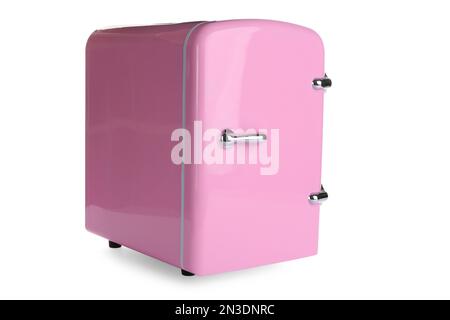 Mini refrigerator for cosmetics isolated on white Stock Photo