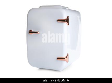 Mini refrigerator for cosmetics isolated on white Stock Photo