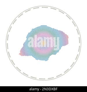 Inisheer round logo. Digital style shape of Inisheer in dotted circle with island name. Tech icon of the island with gradiented dots. Elegant vector i Stock Vector