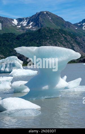 Close-up of icebergs push against the shore of the lake at Grewingk Glacier in Kachemak Bay Park, across from Homer Stock Photo