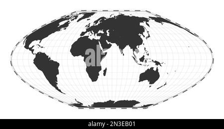 Vector world map. McBryde-Thomas flat-polar parabolic pseudocylindrical equal-area projection. Plain world geographical map with latitude and longitud Stock Vector