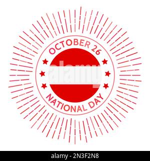 Austria national day badge. Restoration of sovereignty and signing of the Declaration of Neutrality in 1955. Celebrated on October 26. Stock Vector