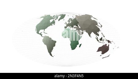 Low poly style world map. Aitoff projection. Cool vector illustration. Stock Vector
