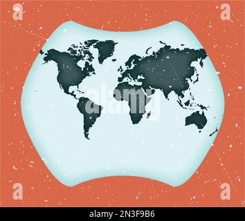 World Map Poster. Larrivee projection. Vintage World shape with grunge texture. Neat vector illustration. Stock Vector