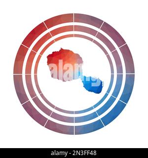 Tahiti badge. Bright gradient logo of island in low poly style. Multicolored Tahiti rounded sign with map in geometric style for your infographics. Stock Vector