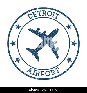 Detroit Airport logo. Airport stamp vector illustration. Detroit aerodrome. Stock Vector