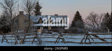 Beautiful house in the countryside in winter; Ottawa Valley, Ontario, Canada Stock Photo