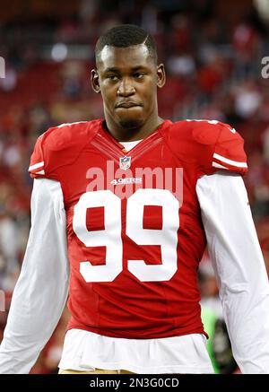 San Francisco 49ers linebacker Aldon Smith (99) against the St. Louis Rams  in an NFL football game in San Francisco, Sunday, Dec. 4, 2011. (AP  Photo/Paul Sakuma Stock Photo - Alamy