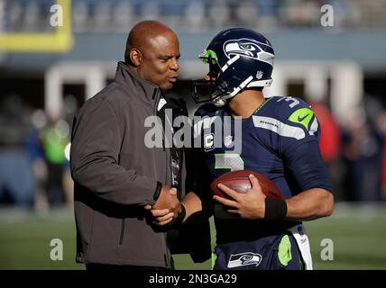 Former Seattle Seahawks quarterback Warren Moon is recognized during a  halftime celebration of the 40th anniversary of the Seattle Seahawks  Chicago Bears during an NFL football game against the Chicago Bears, Sunday