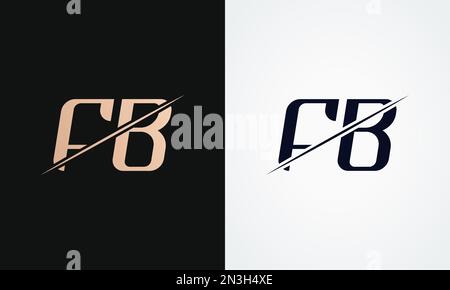 Fb Letter Logo Design Vector Template. Gold And Black Letter Fb Logo Design Stock Vector
