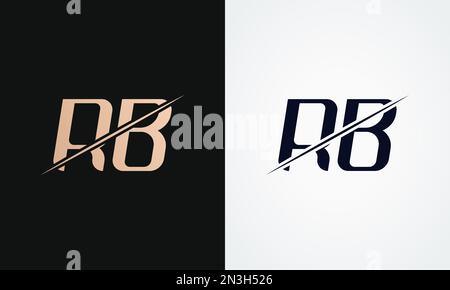 Rb Letter Logo Design Vector Template. Gold And Black Letter Rb Logo Design Stock Vector