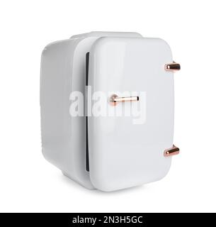Mini refrigerator for cosmetics isolated on white Stock Photo