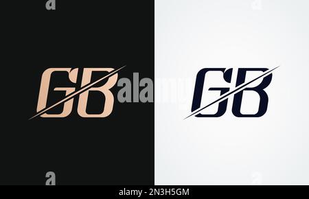 Gb Letter Logo Design Vector Template. Gold And Black Letter Gb Logo Design Stock Vector