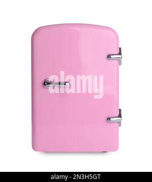 Mini refrigerator for cosmetics isolated on white Stock Photo